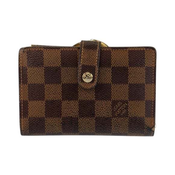 LOUIS VUITTON Damier Porte Monnaie Viennois Brown with Gold Hardware N61664 C...